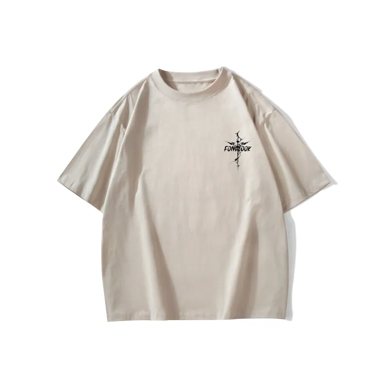 FONDLOOK T Shirts Unisex Light Beige Apricot-1
