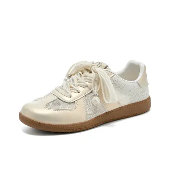 La Chapelle Anti Slip Wear Resistant Low Top Skateboard Shoes Women's Beige