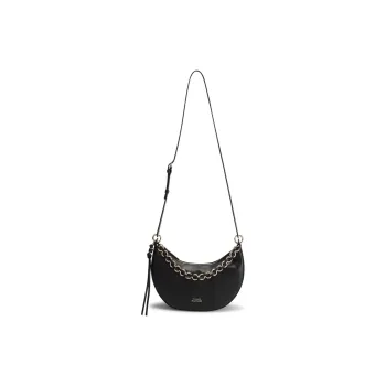 Tommy Hilfiger Cow Leather Crossbody Bag Medium Size Women's Black