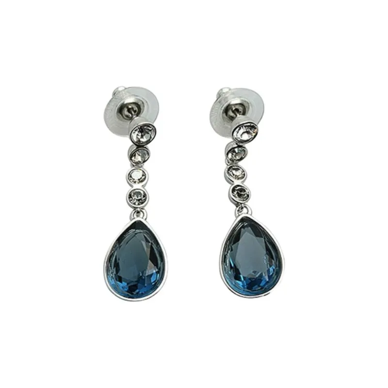 Swarovski Artificial Crystal Earrings Unisex Blue-1