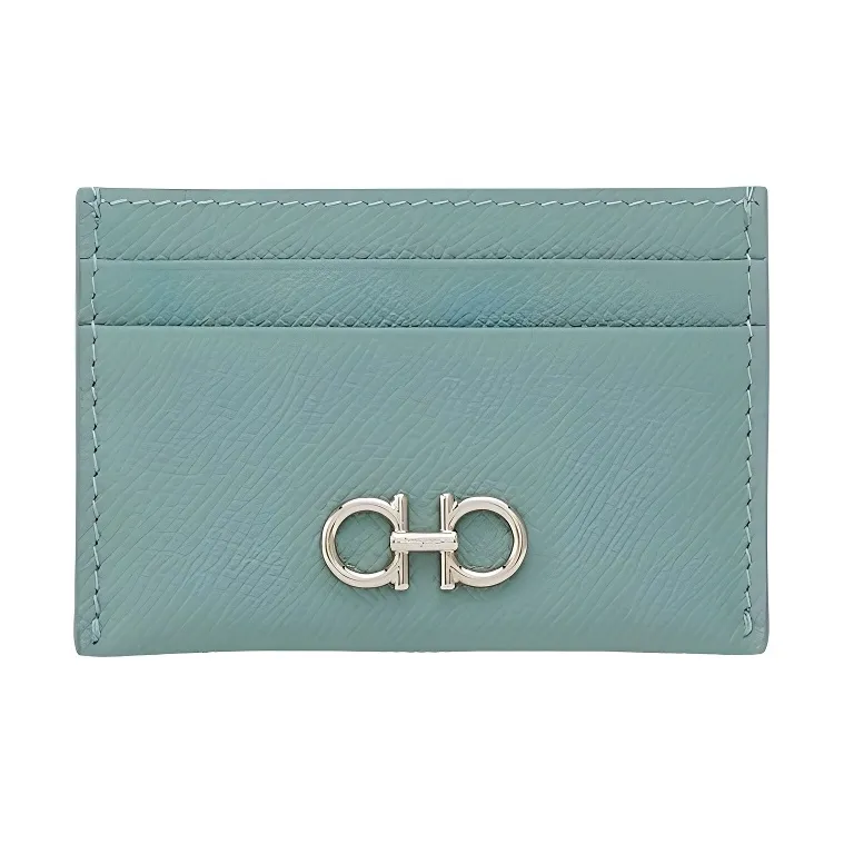 FERRAGAMO Stamped Calfskin Card Holder Women's Lucky Charm-0