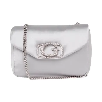 GUESS Fabric Shoulder Bag Medium Size Women's Silver