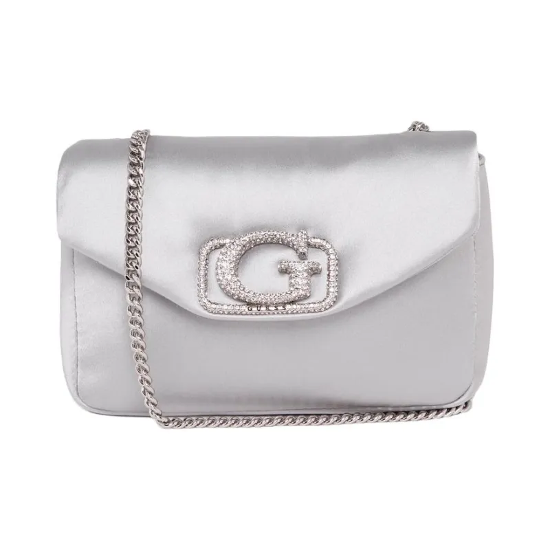 GUESS Fabric Shoulder Bag Medium Size Women's Silver-0