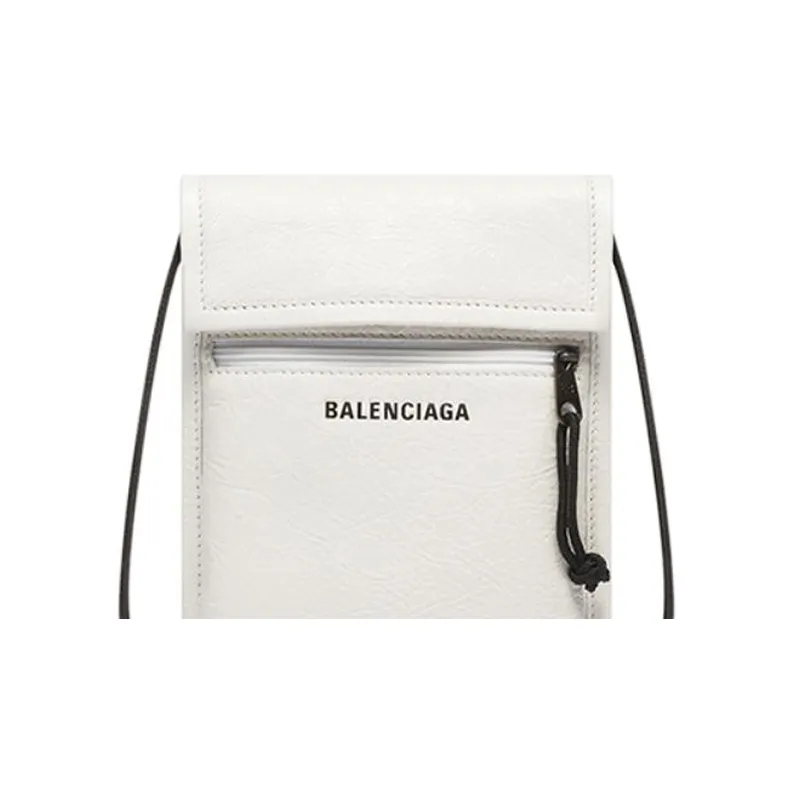 Balenciaga Explorer Lambskin Cell Phone Pouch Shoulder Bag Crossbody Bag Small Size Men's White-4