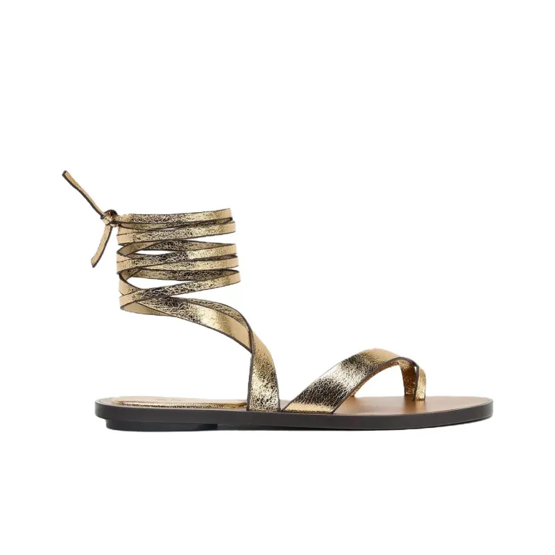 ZARA One Strap Sandals 1cm Women's Gold-1