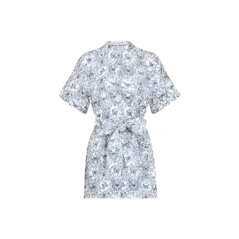 DIOR Short Sleeved Dress Women's Blue-2