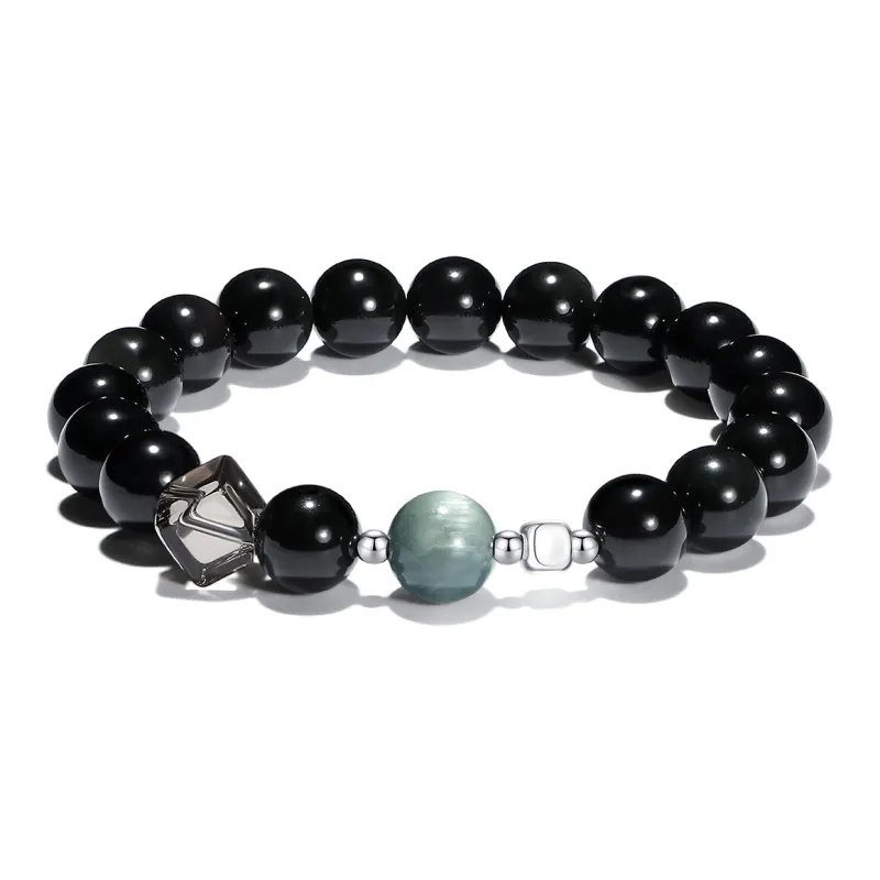 PUTUOSHANWENCHUANG Obsidian Bracelets Unisex-3
