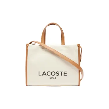 LACOSTE Cotton Shoulder Bag, Crossbody Bag, Handbag Women's Natural Tan