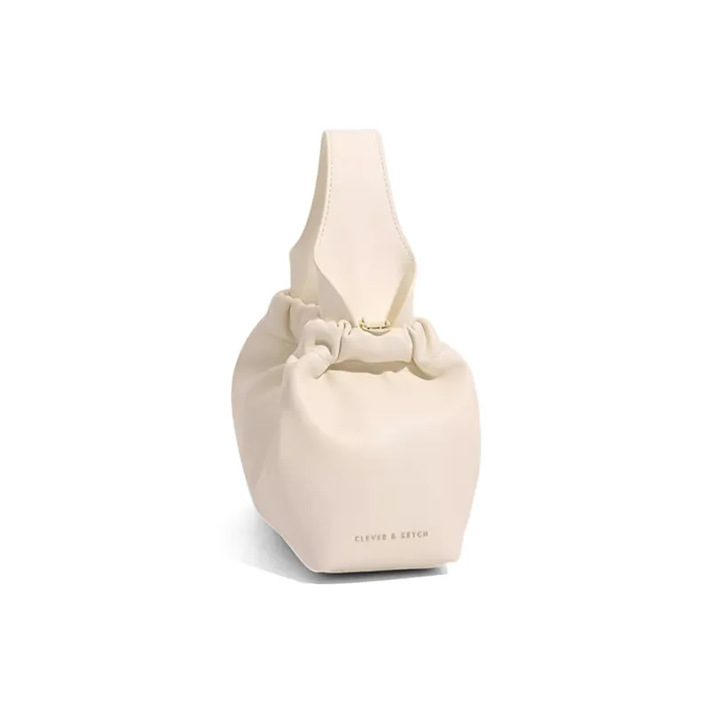 CLEVER& KETCH PU Cloud Bag, One Shoulder Handbag Women's Ecru/Black/Pink-2