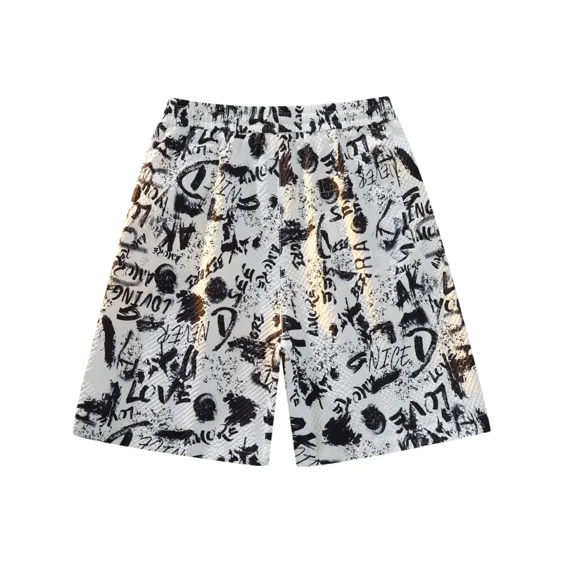 PASOK Casual Shorts Unisex PA013AK Letter Black White-1