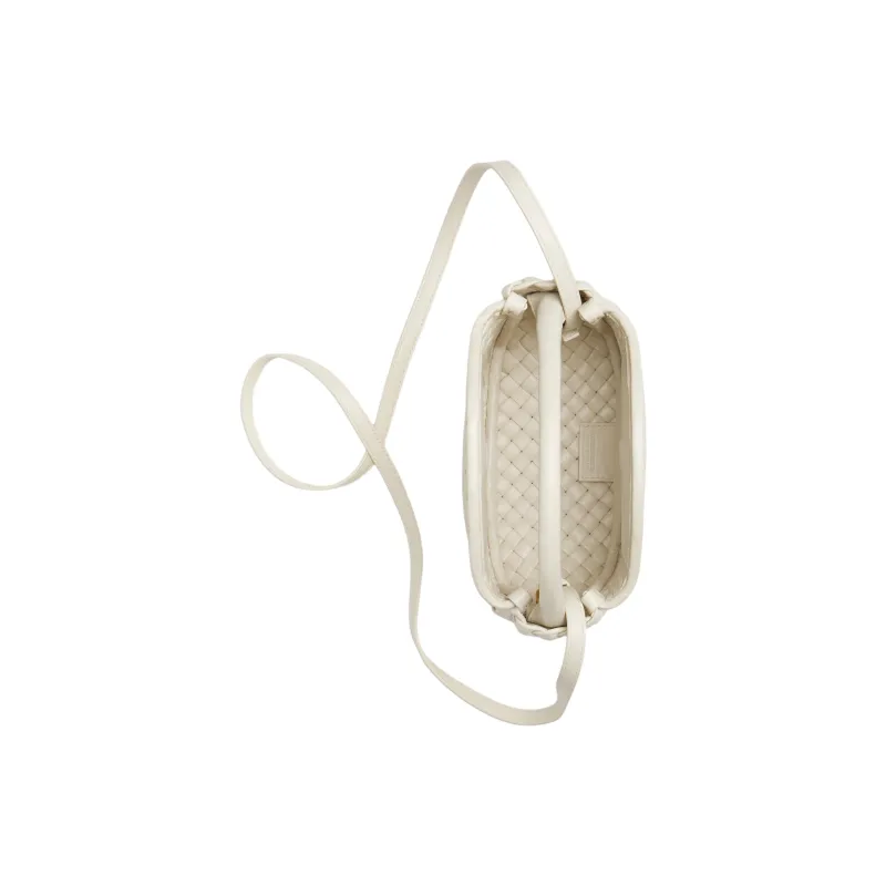 Bottega Veneta Lambskin Shoulder Bag, Crossbody Bag, Handbag Trumpets Women's White-3