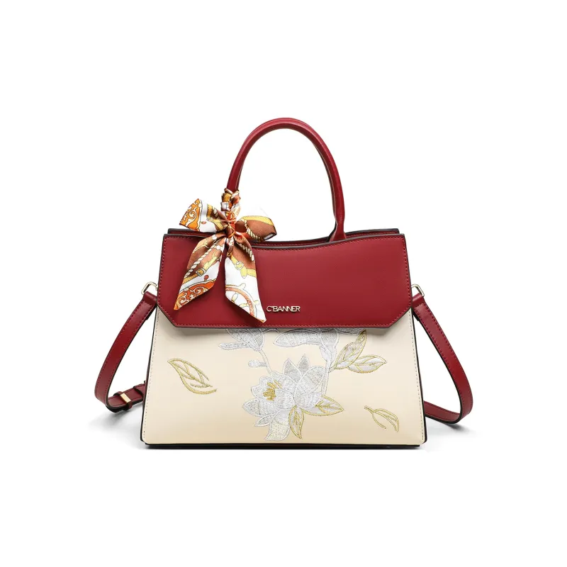 C°BANNER Synthetic Leather Kelly Bag, One Shoulder Handbag, Crossbody Bag Medium Size Women's Red-2