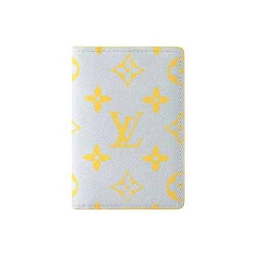 LOUIS VUITTON Monogram Leather Trim Card Holder Men's Gray & Yellow