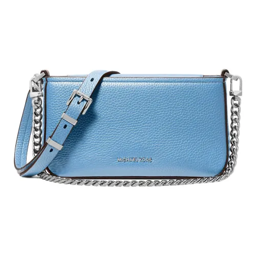 MICHAEL KORS Bryant Litchi Grain Leather Clutch, Crossbody Bag, Shoulder Bag Trumpets Women's Sky Blue