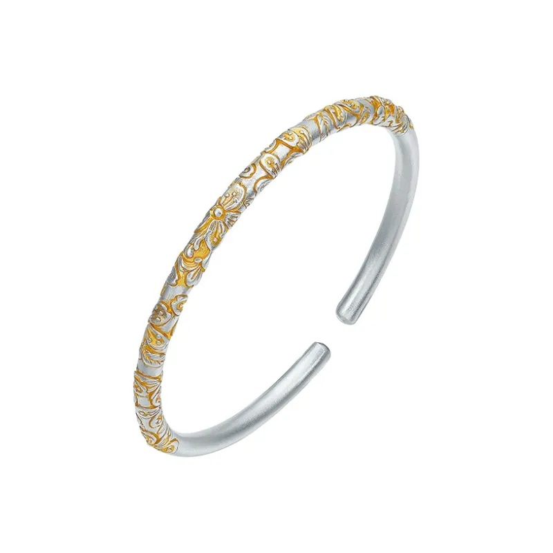 LIU GUI FU JEWELRY 999 Fine Silver Bangles Women's-1