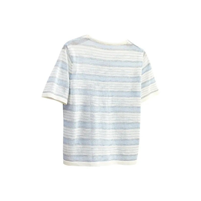 TOUCH Knitwear Women's Blue Gray Stripes-1