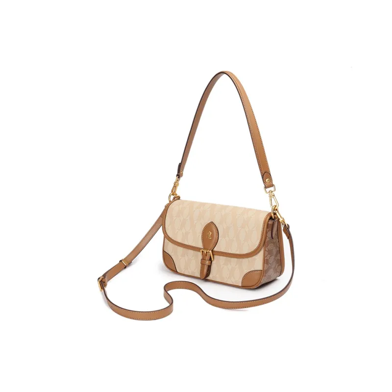 Montagut PVC For Microfiber Shoulder Bag Women's Beige Brown-2