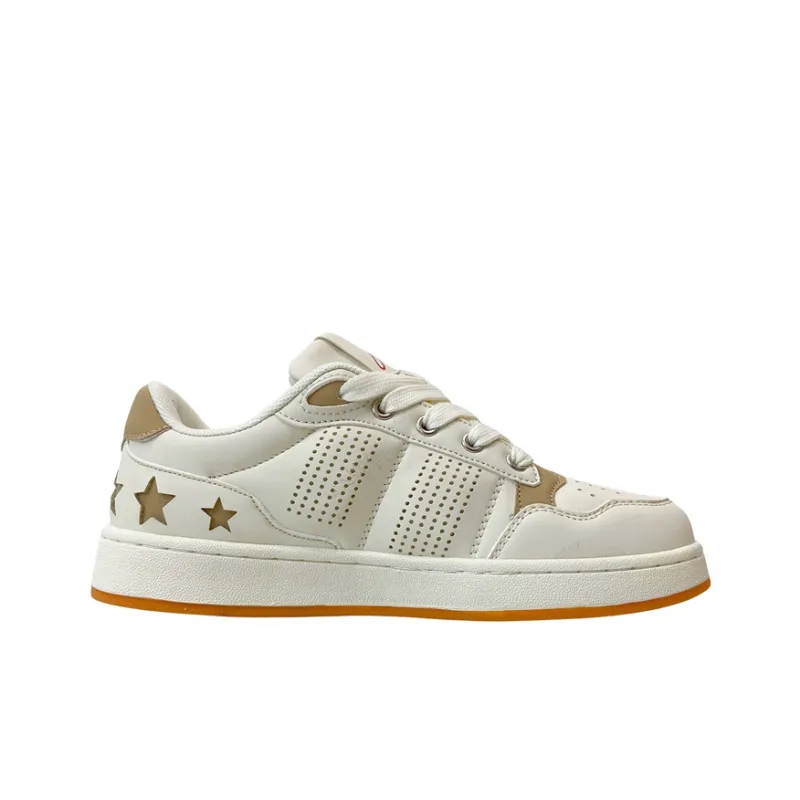 MQGAll Slip Resistant, Abrasion Resistant, Breathable Low Top Skateboard Shoes Unisex Beige Yellow-1