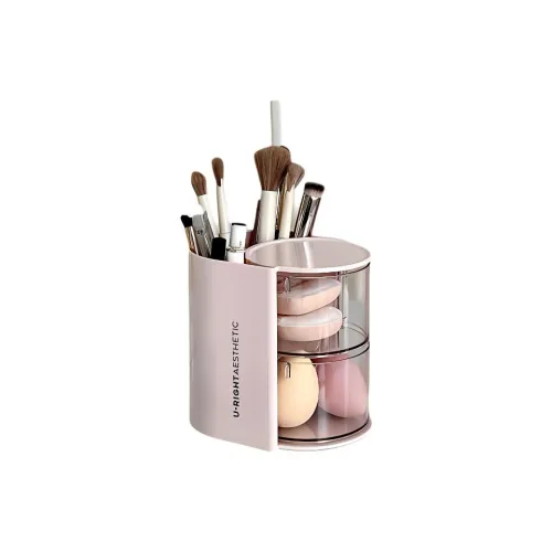 XIAOLITONGXUE Home Desktop Powder Puff Premium Rotating Dust Resistant Vanity Table Storage Boxes