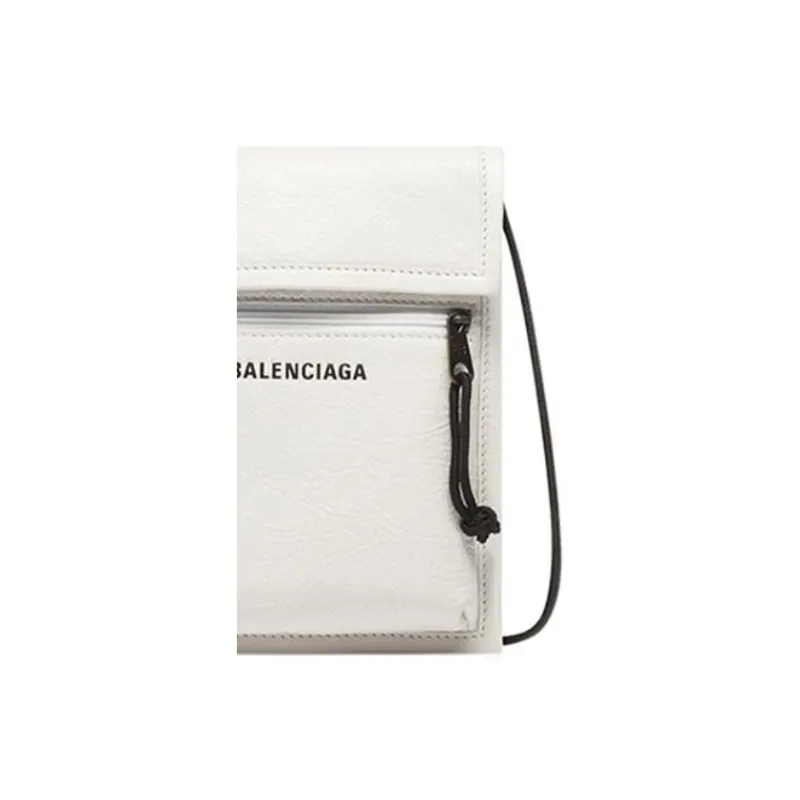 Balenciaga Explorer Lambskin Cell Phone Pouch Shoulder Bag Crossbody Bag Small Size Men's White-3