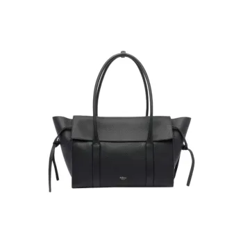 Mulberry Calfskin Tote Bag, Shopping Bag, Shoulder Bag Medium Size Women's Black