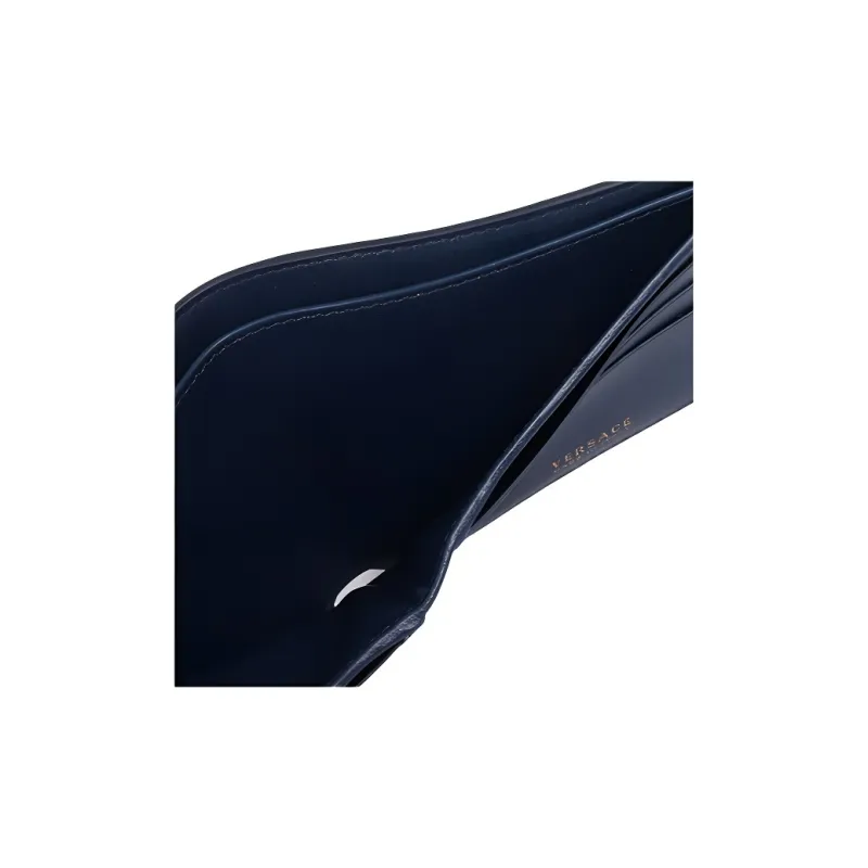 VERSACE Leather Wallet Unisex Dark Blue-4