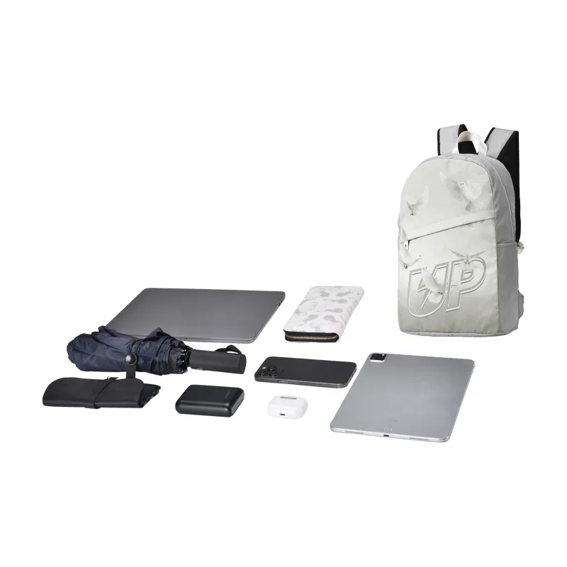 TURN UP Nylon Students Backpack Regular Unisex Gray-4