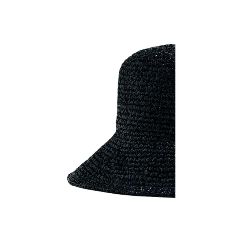 ZARA Raffia Fiber Bucket Hats Men's Black-1