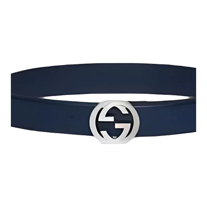 GUCCI Leather Belts Unisex Blue Width 4 Cm-2