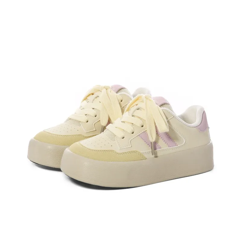 The New Age Family Low Top Skateboard Shoes Women's Yellow Pink-1