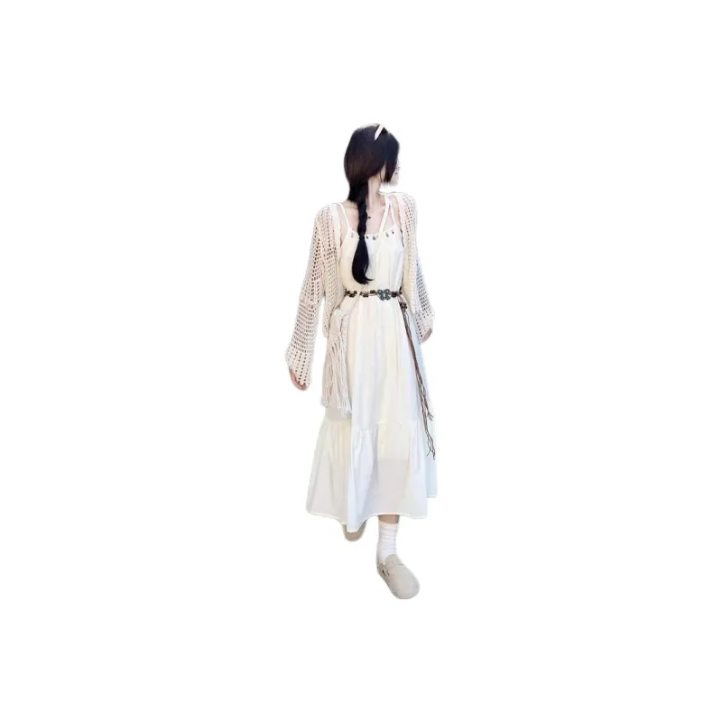 Dior Beauty Two Piece Skirt Sets Women's Cover Up+Belt+Camisole Dress-0