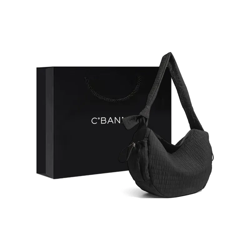 C°BANNER Fabric Shoulder Bag, Crossbody Bag, Canvas Bag Medium Size Women's Black/White-0