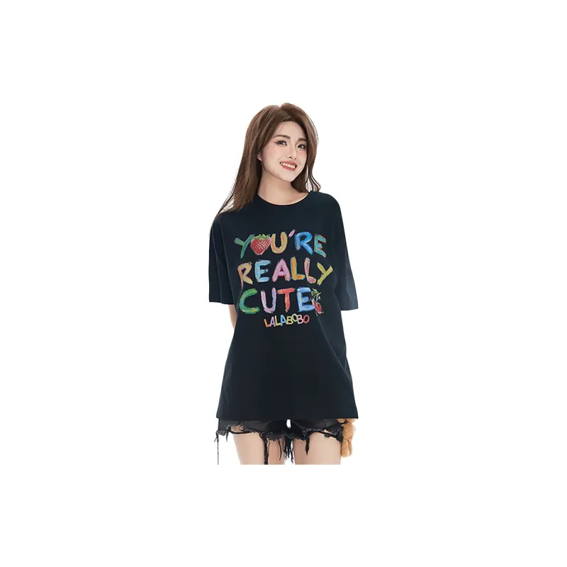 LALABOBO Drop Shoulder Sleeve T Shirt Women's-0