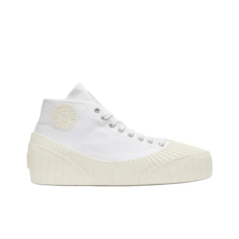 BALMAIN Riff High Top Canvas Shoes Women's White-1