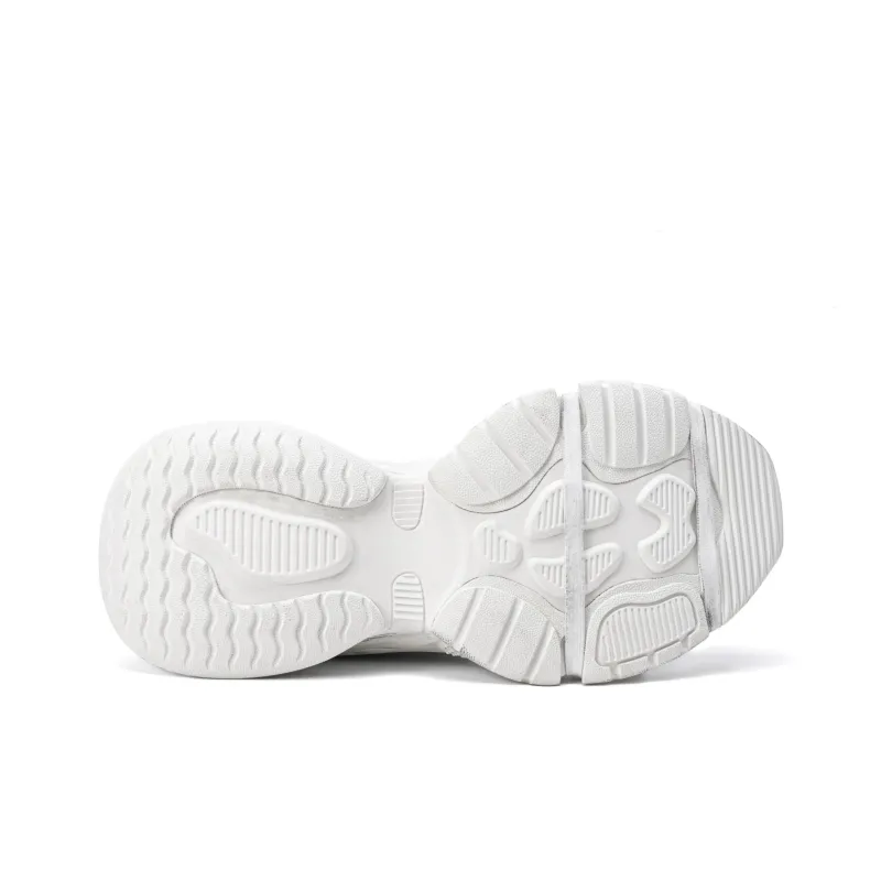 LINGMO Slip Resistant, Abrasion Resistant, Breathable, Height Increasing Low Top Chunky Sneakers Unisex White-6