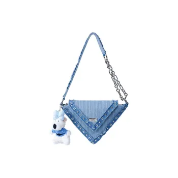 REBIRTH Washed Denim Triangle Bag Crossbody Bag Women's Sea Salt Blue