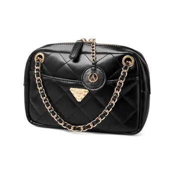 AOKANG Synthetic Leather Chain Bag, Crossbody Bag, Shoulder Bag Trumpets Women's Classic Black/Ecru