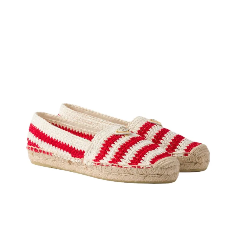 PRADA Crochet Espadrilles Women's Red-2