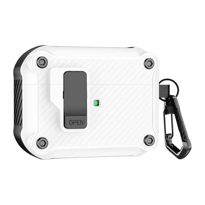 Yoobao Compatibility AirPods4 TPU Automatic Lid, Carbon Fiber Texture Impact Resistant Headphone Cases-11