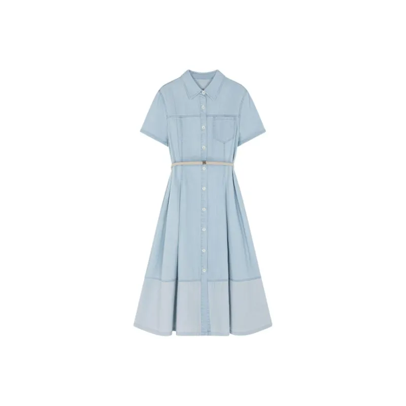 IHIMI Short Sleeved Dresses Women's Clearwater Blue-2