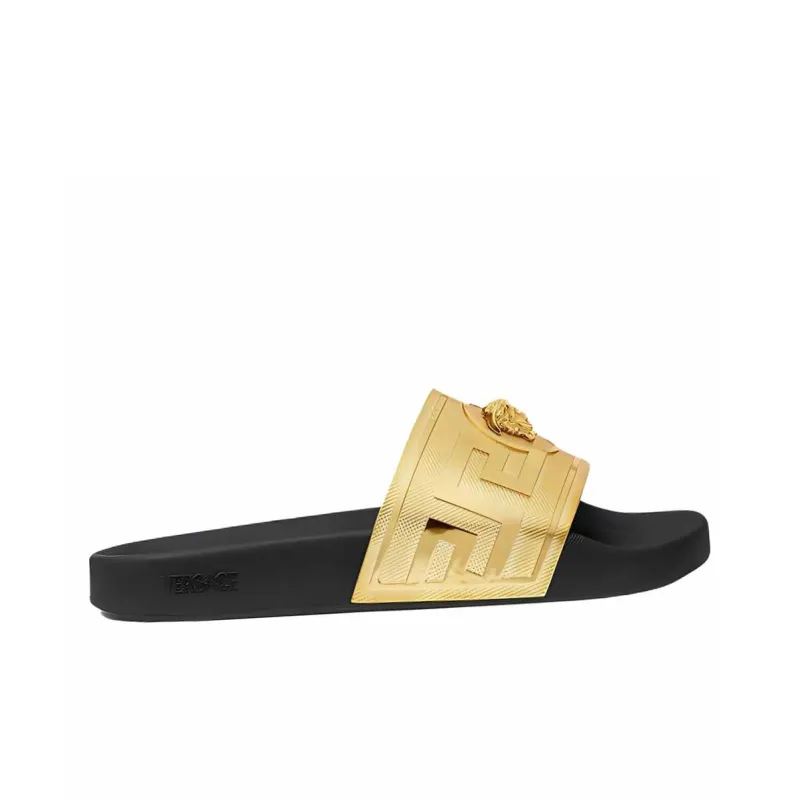 VERSACE La Medusa PU Polyurethane Slide Slippers Men's Gold-1