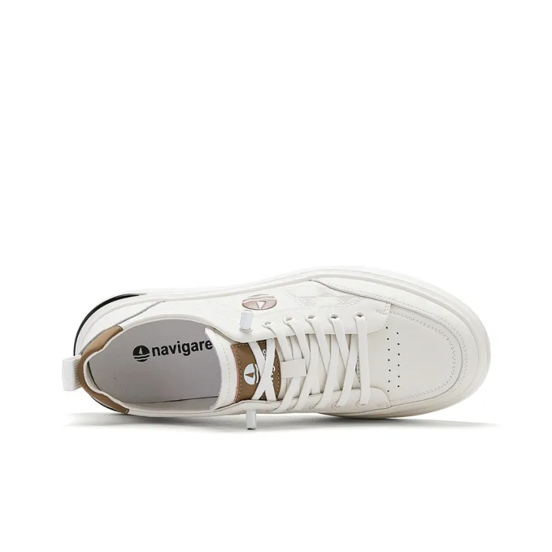 NAVIGARE Small Sailboat Low Top Skateboard Shoes Men's White Khaki-2