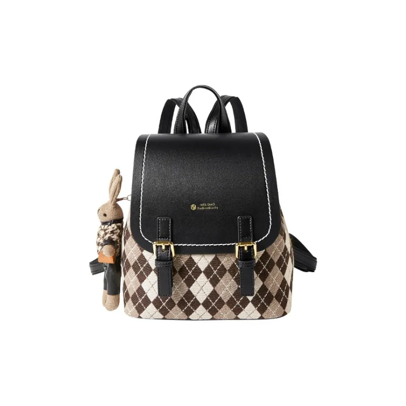 CNNCOO Fabric Backpack Women's Midnight Black-5