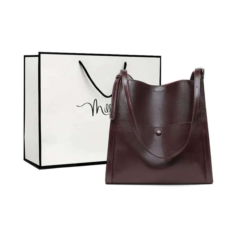 MILLIE'S Cow Leather Tote Shopping Bag Underarm Shoulder Bag Regular Women's Lilac-0