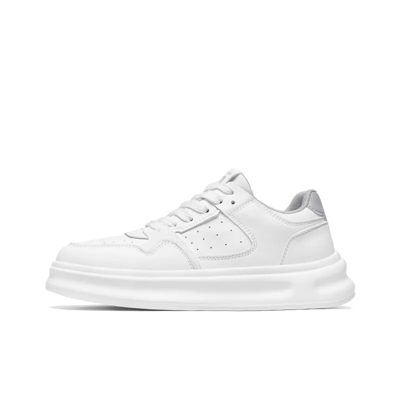 GERTOP Skateboard Shoes Men Low-Top Rice Apricot White Gray-5