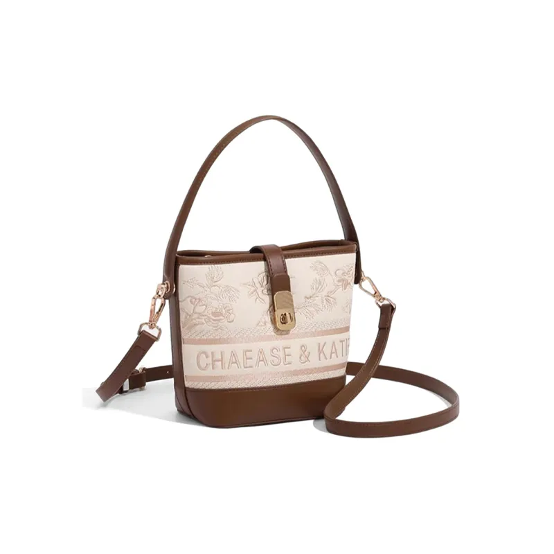 CLEVER& KETCH PU Handbag Regular Women's Coffee/Ecru-1