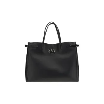 Valentino GARAVANI Calfskin Tote Bag, Shopping Bag, Handbag Tubas Women's Black