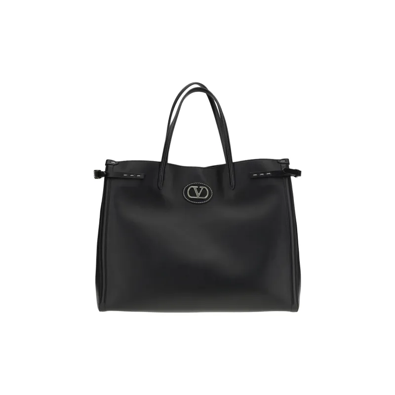 Valentino GARAVANI Calfskin Tote Bag, Shopping Bag, Handbag Tubas Women's Black-0