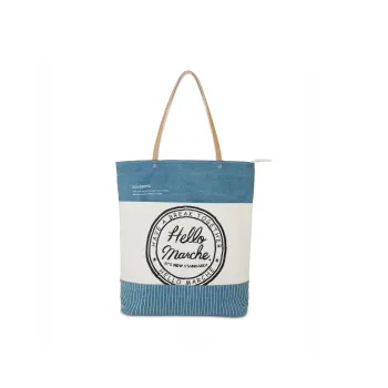 Hello Marche Canvas Bag, Tote Bag, Shopping Bag, Shoulder Bag Women's Denim