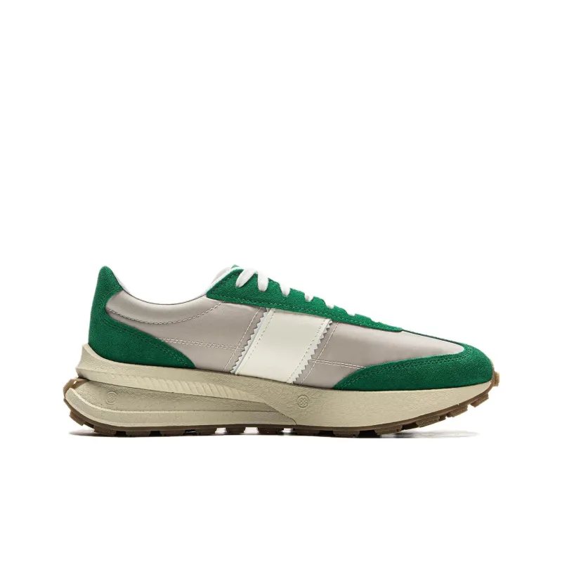 LiNing Lightweight Boat Slip Resistant Height Increasing Low Top Casual Shoes Unisex Gray Green-1